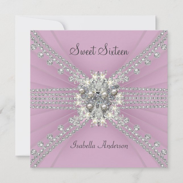 Sweet Sixteen 16 Butterfly Pink Birthday Party Invitation (Front)