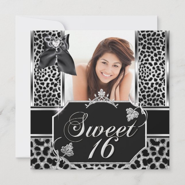 Sweet Sixteen 16 Leopard Birthday Party Photo Invitation (Front)
