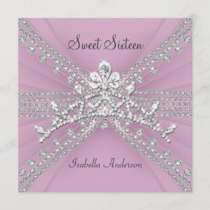 Sweet Sixteen 16 Tiara Pink Birthday Party Invitation