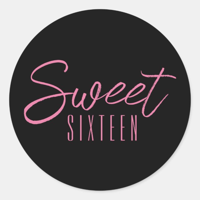 Sweet Sixteen 16th birthday party Classic Round Sticker (Front)