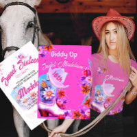 Sweet Sixteen 16th Cowgirl Floral Pink Birthday