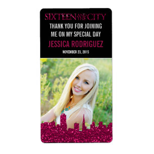 Sweet Sixteen and the City WATER BOTTLE LABEL