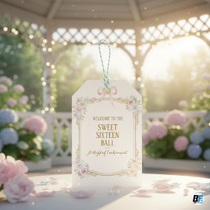 Sweet Sixteen Ball Elegant Floral Bow  Gift Tags