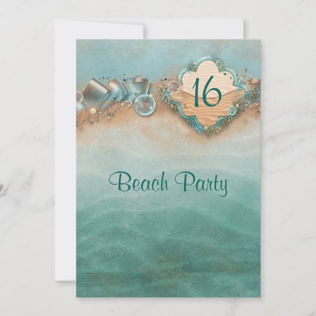 Sweet Sixteen, Beach Party Invitation (Front)