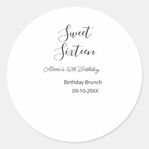 Sweet sixteen birthday brunch 16th birthday name d classic round sticker