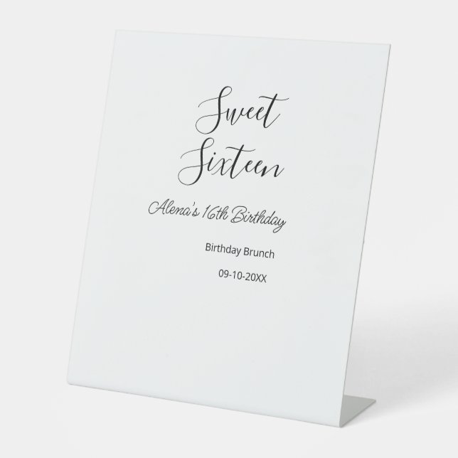 Sweet sixteen birthday brunch 16th birthday name d pedestal sign (Front)