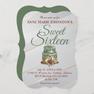 Sweet Sixteen Birthday Cake Invitation