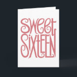 Sweet Sixteen Birthday Card<br><div class="desc">"Sweet Sixteen",  bordered by pretty pink peach coloured leaf petals. The perfect gift to wish a family member or good friend a Happy 16th Birthday or to use as an invitation for a party. Lovely matching card,  postcard,  stamp,  stickers,  magnets,  button,  keychain,  mugs,  mousepad,  bag,  apron,  t-shirts.</div>