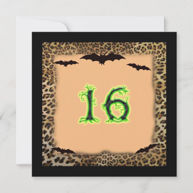 Sweet Sixteen Birthday, Halloween, Bats Invitation (Front)