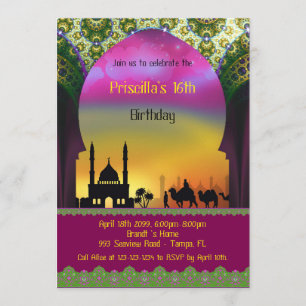 Sweet Sixteen Birthday invitation, 16th,Arabian Invitation