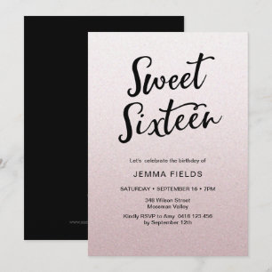 Sweet Sixteen Birthday Invitation pink glitter
