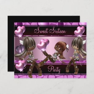Sweet Sixteen Birthday Party Balloons Pink Girls 3 Invitation