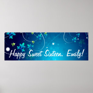 Sweet Sixteen Birthday Party Banner Poster
