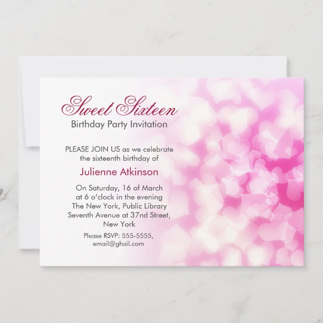 sweet sixteen birthday party invitation (Front)