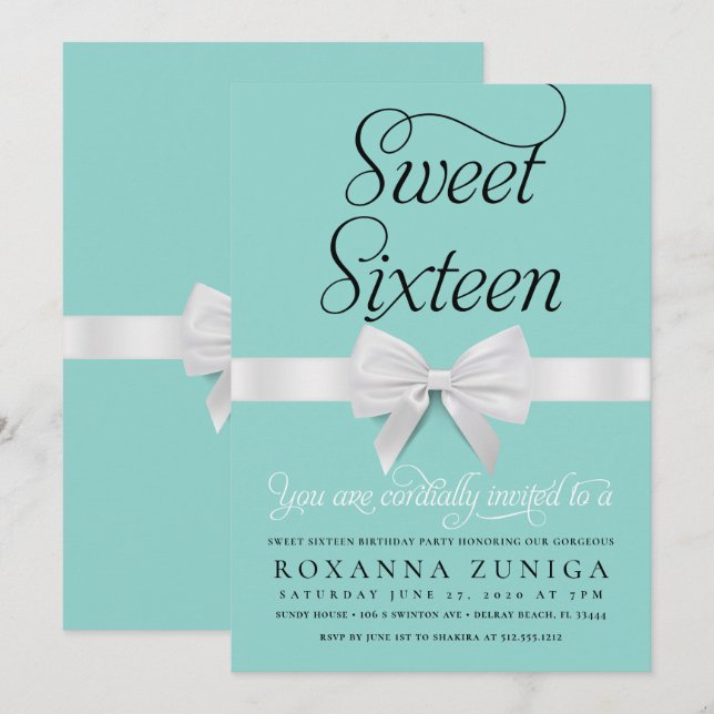 Sweet Sixteen Birthday Party Invitation (Front/Back)
