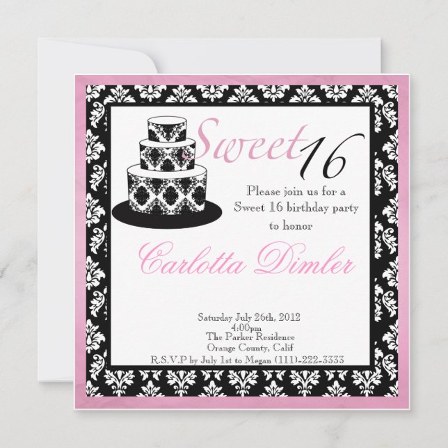 Sweet Sixteen Birthday Party Invitations (Front)