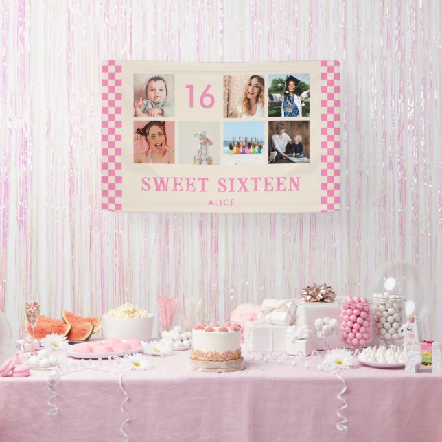 Sweet Sixteen Birthday Party Photo Collage Banner (Party)