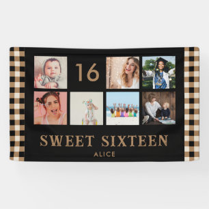 Sweet Sixteen Birthday Party Photo Collage Banner