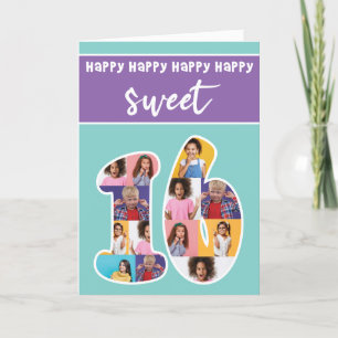 Sweet Sixteen Birthday Photo Card Template