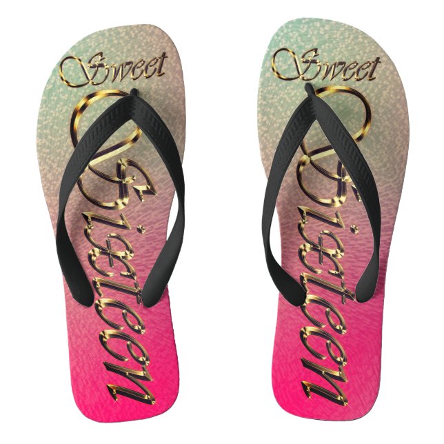 Sweet Sixteen Birthday |  Pink Jandals (Footbed)