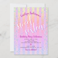 Sweet Sixteen Birthday Pink Purple Ombre Stripes