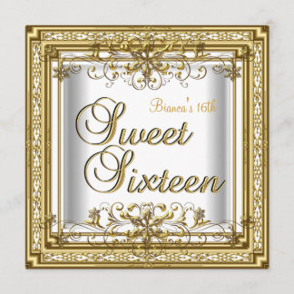 Sweet Sixteen Birthday White Gold Teen Girl Invitation