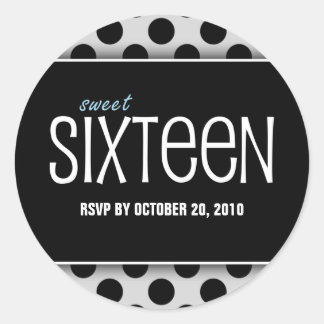 Sweet Sixteen Black & Silver RSVP Envelope Seals