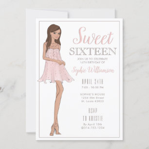 Sweet Sixteen Blonde Girl Birthday Invitation
