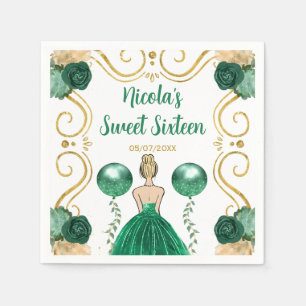 Sweet Sixteen Blonde Princess in Green Napkin