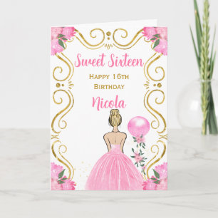 Sweet Sixteen Blonde Princess in Pink Card
