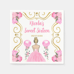 Sweet Sixteen Blonde Princess in Pink Napkin