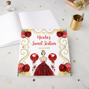 Sweet Sixteen Blonde Princess in Red Guest Book