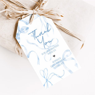 Sweet Sixteen Blue Bow Birthday Party Favor Tags