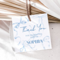 Sweet Sixteen Blue Bow Birthday Party Square