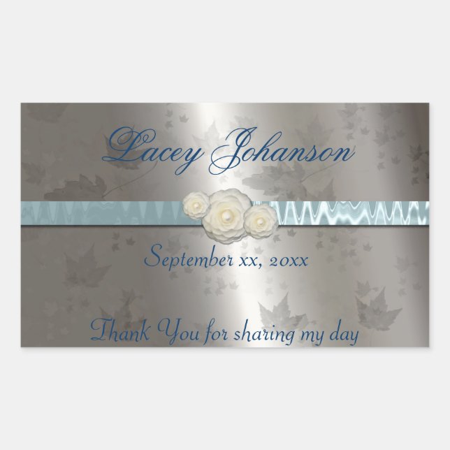 Sweet Sixteen Blue Satin Rectangular Sticker (Front)