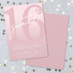 Sweet Sixteen Blush Pink 16th Birthday Invitation<br><div class="desc">Sweet Sixteen Birthday Party Invitation. Celebrate turning sixteen in style with this chic and modern design. The background features a soft light pink that fades into a blush pink gradient for a dreamy effect. A large mauve pink “16” takes centre stage with a handwritten white script “Sweet” layered over it...</div>
