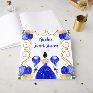 Sweet Sixteen Brown Hair Princess in Blue Guest Book