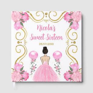 Sweet Sixteen Brown Hair Princess in Pink Guest Book
