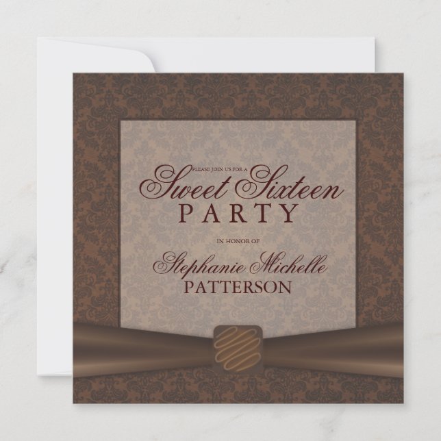 Sweet Sixteen Chocolate Theme Birthday Party Invitation (Front)