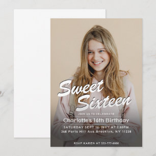 Sweet Sixteen Custom Photo Birthday  Invitation