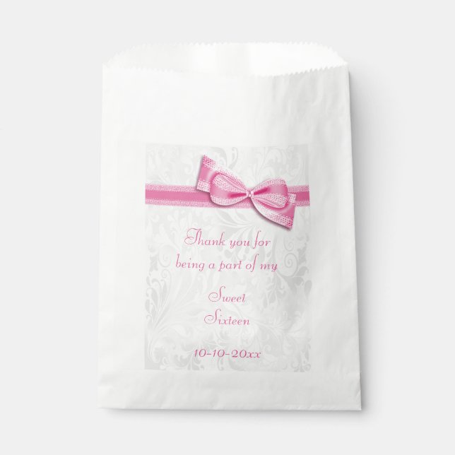 Sweet Sixteen Damask and Faux Bow Favour Bags (Front)