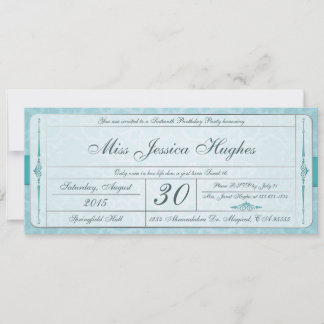 Sweet Sixteen Damask Ticket Invitation