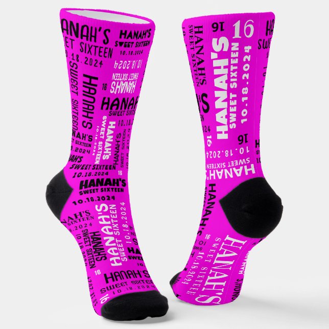 Sweet Sixteen Dance Floor BIRTHDAY Take Home Gift Socks (Angled)