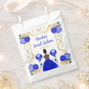 Sweet Sixteen Dark Skin Princess in Blue Favour Bags