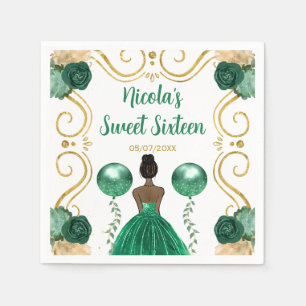Sweet Sixteen Dark Skin Princess in Green Napkin