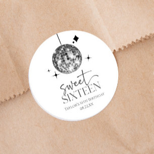 Sweet Sixteen Disco Ball 16th Birthday Party Classic Round Sticker