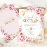 Sweet Sixteen Elegant Chic Pink Roses Gold Invitation<br><div class="desc">Pink,  gold and white Sweet Sixteen celebration invitation. Features script font,  gold butterflies,  blush pink roses and tiara. Perfect for an elegant princess style glam Sweet 16 birthday celebration. Personalise with your own details. Printed Zazzle invitations or instant download digital printable template.</div>