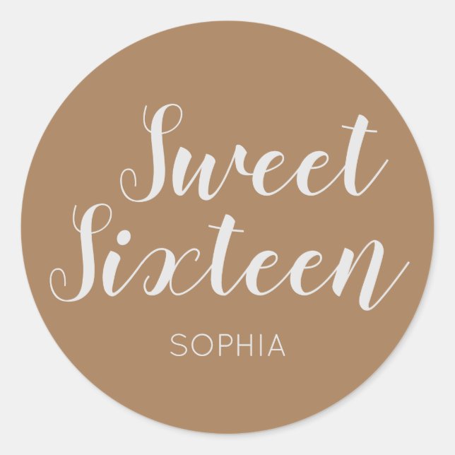 Sweet Sixteen elegant modern Gold Classic Round Sticker (Front)