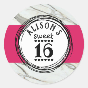 Sweet sixteen elegant modern marble stickers