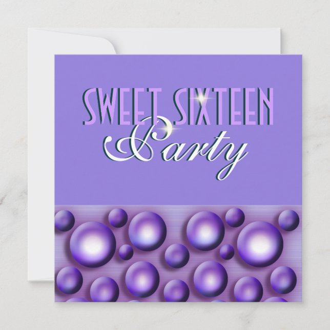 "Sweet sixteen" elegant purple "polka dots" Invitation (Front)